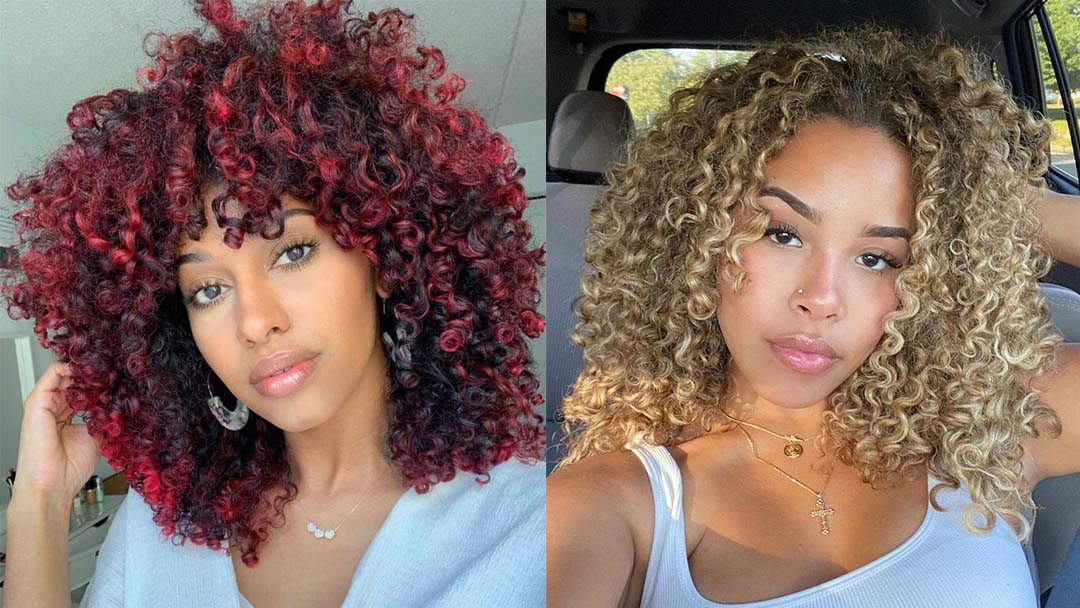 Curly hair red highlights discount