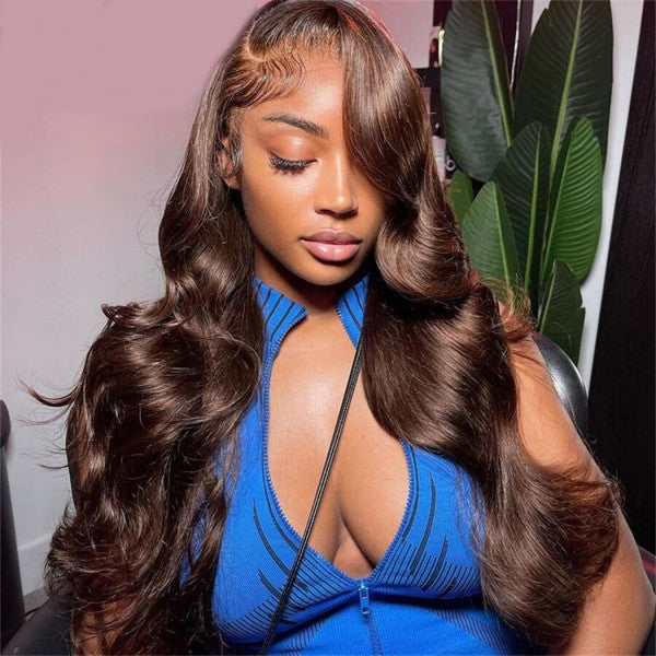 chocolate brown c part body wave lace wig
