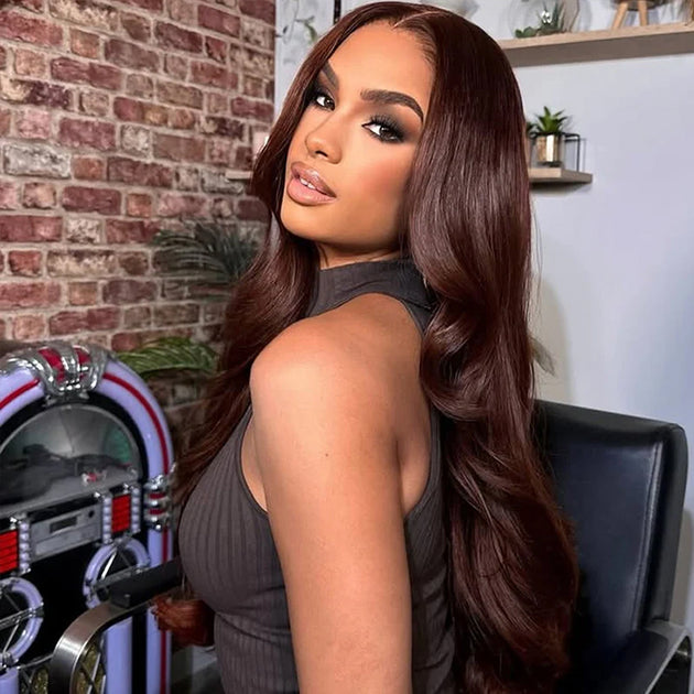 Copper Brown 13x6 Clear HD Lace Frontal Wig Body Wave 100% Human