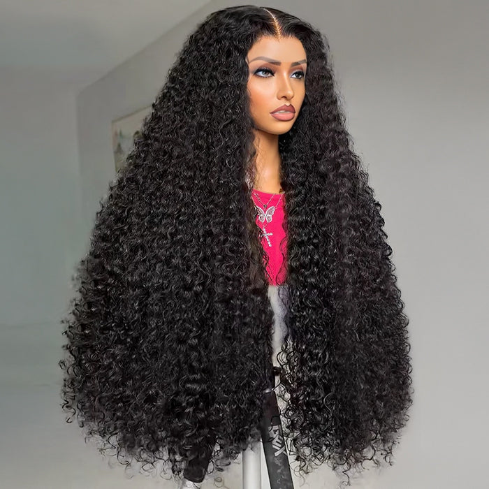 Pre Bleached Knots Curly Wigs 13x6 HD Lace Frontal Wig With Elastic Drawstring Glueless Wig Human Hair