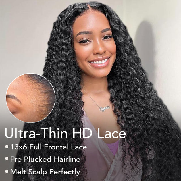 Skinlike HD Lace Brazilian Deep Wave Wigs Drawstring 13x6  display picture 1