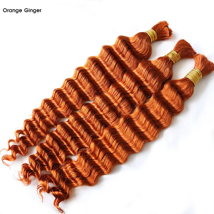 Deep Wave Colored Bulk Hair 100% Human Hair Extensions Bulk for Boho Knotless Braiding