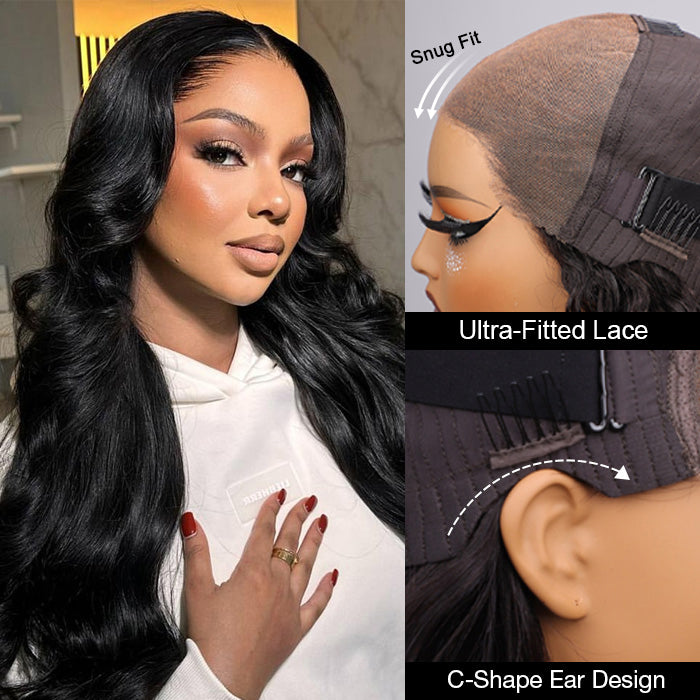 Pre-bleached Body Wave Hair Glueless Wig Pre Cut 8x5 Closure HD Lace Human Hair Wigs for Black Women