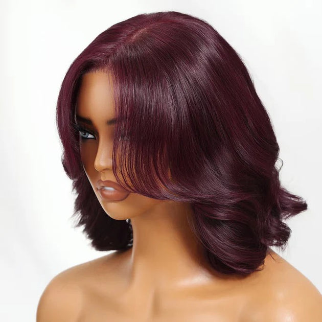 Black Cherry Glueless 8x5 HD Lace Short Bob Wig Natural 