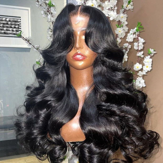 Curtain Bangs Wigs Body Wave 13x4/13x6 Glueless HD Lace Human Hair Wigs with Pre Bleached Knots