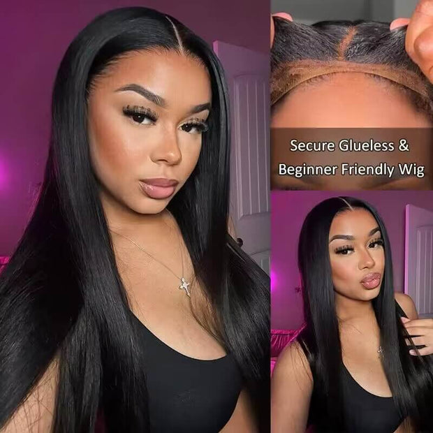 Glueless Straight Wig 8x5 Closure HD Lace 100% Human Hair Wigs With Pre Bleached Knots