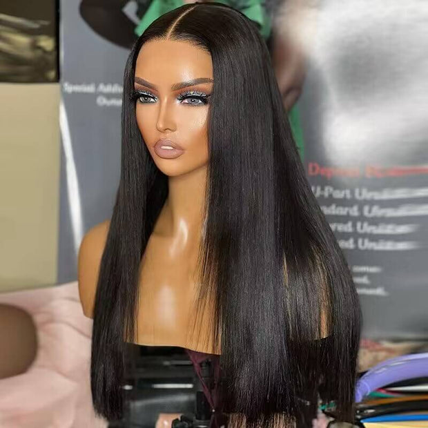 Glueless Straight Wig 8x5 Closure HD Lace 100% Human Hair Wigs With Pre Bleached Knots