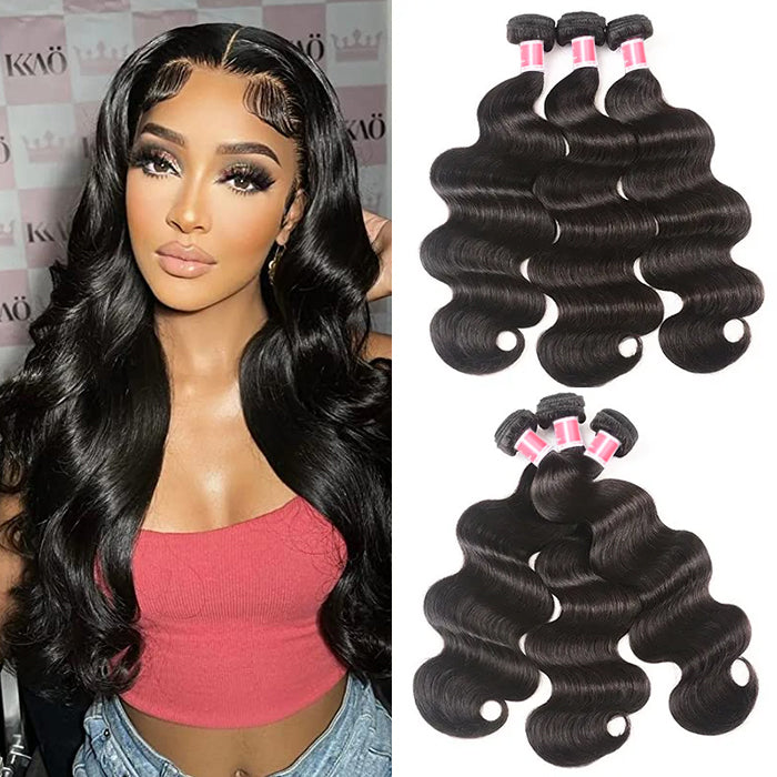 Brazilian Body Wave 3 Bundles 12A Unprocessed Virgin Human Hair Weave Natural Black Color Hermosa Hair