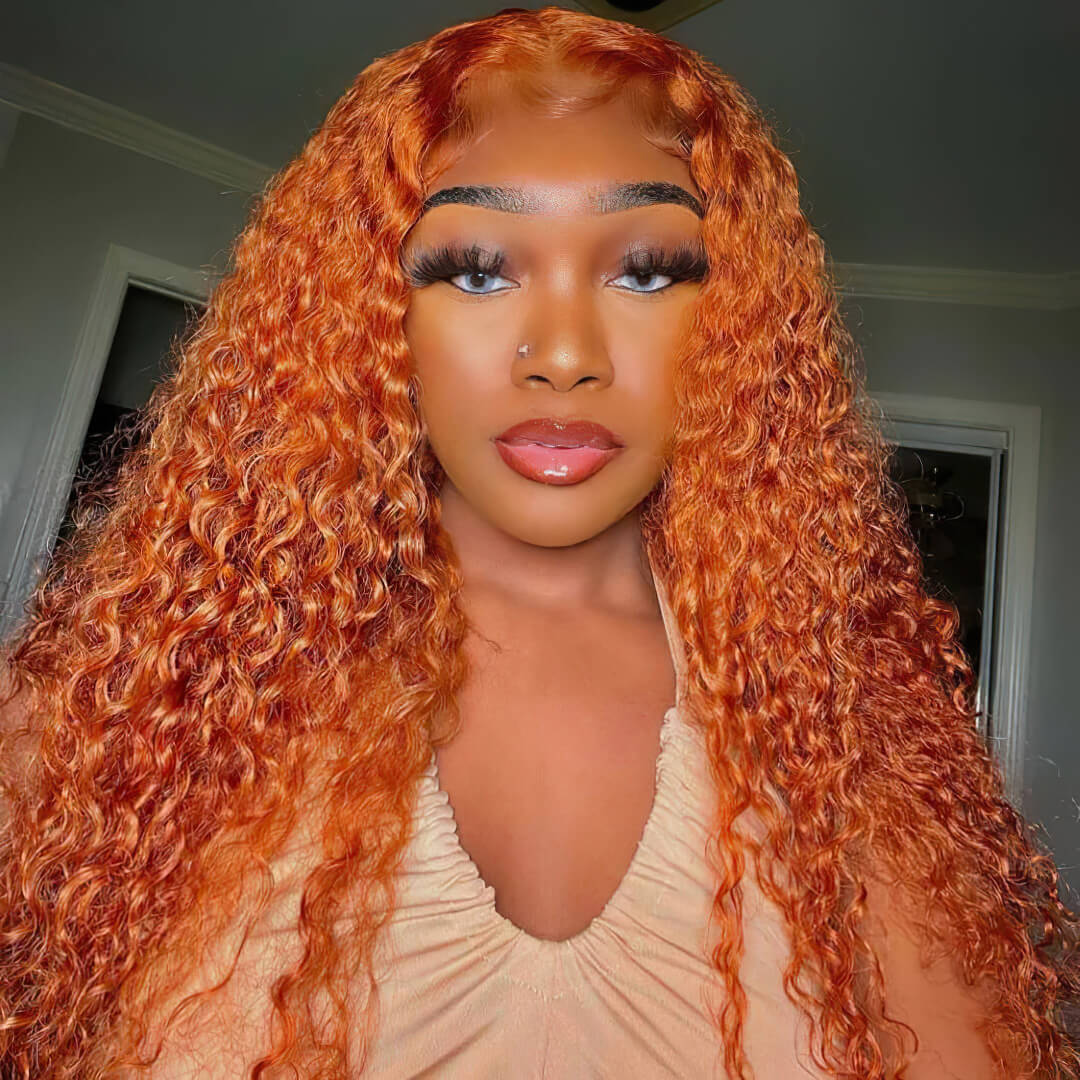 ginger orange deep wave hd lace wig