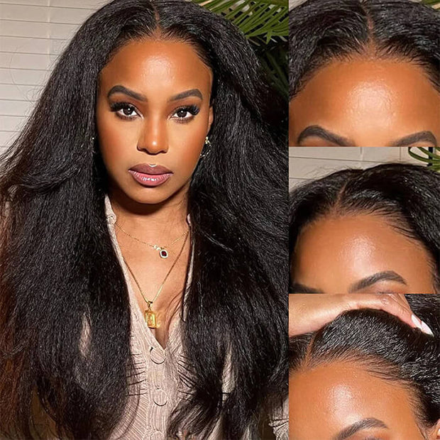 [2Wigs 26inch] Straight & Kinky Straight 8x5 Zig Zag Pre Cut HD Lace Ready to Go Glueless Wigs