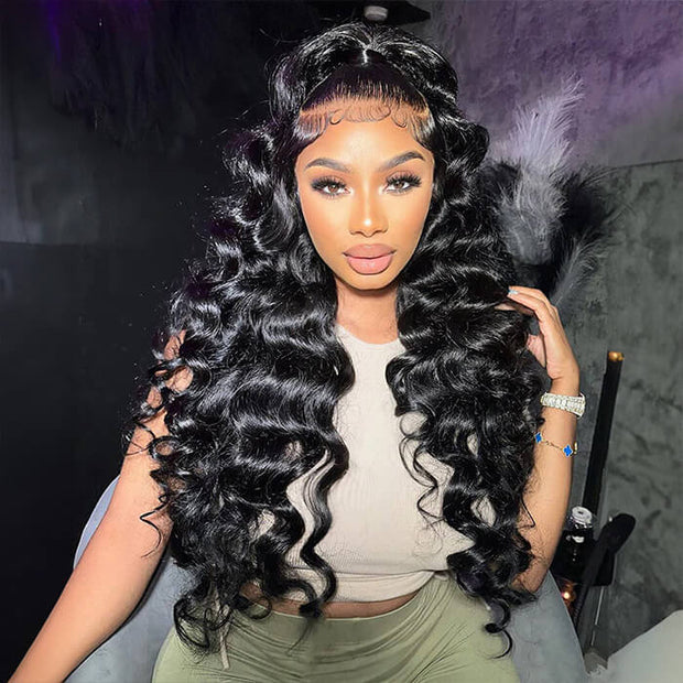 Full 360 Lace Front Wigs Pre Plucked Loose Wave HD Lace Human Hair Wigs