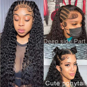 Glueless 13x6 Full Lace Front Wig Curly Hair Invisible HD Lace Human Hair Wigs with Pre Bleached Knots Plucked Hairline