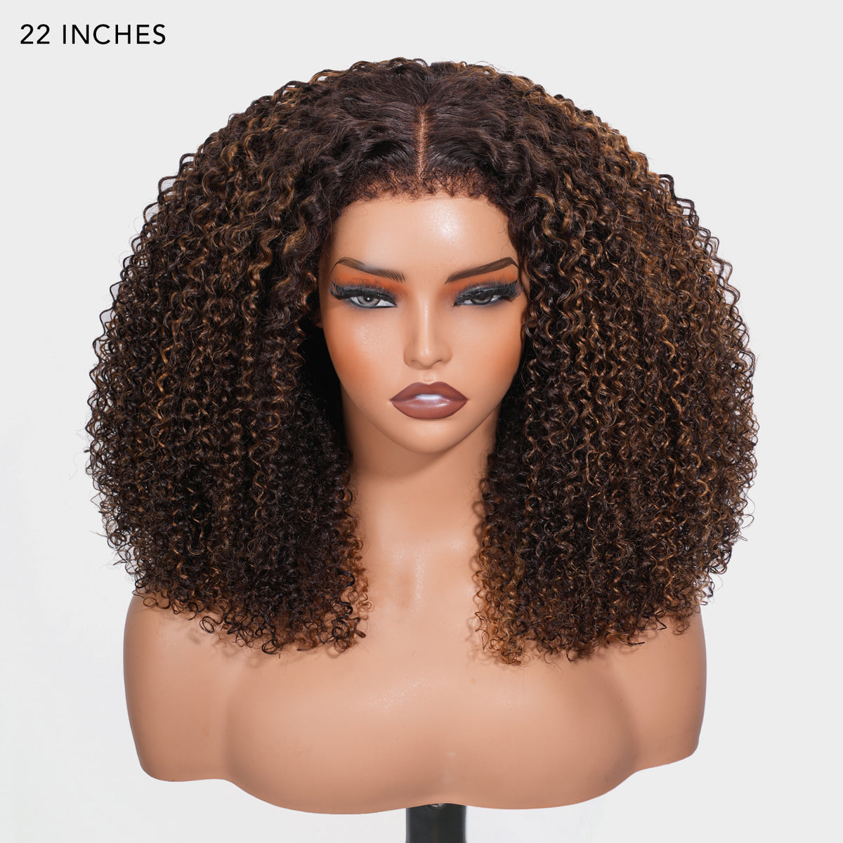 Brown Highlight Human Hair Curly Wigs with 4C Curly Edges Hairline Glueless 13x6 Full HD Lace Frontal Wig