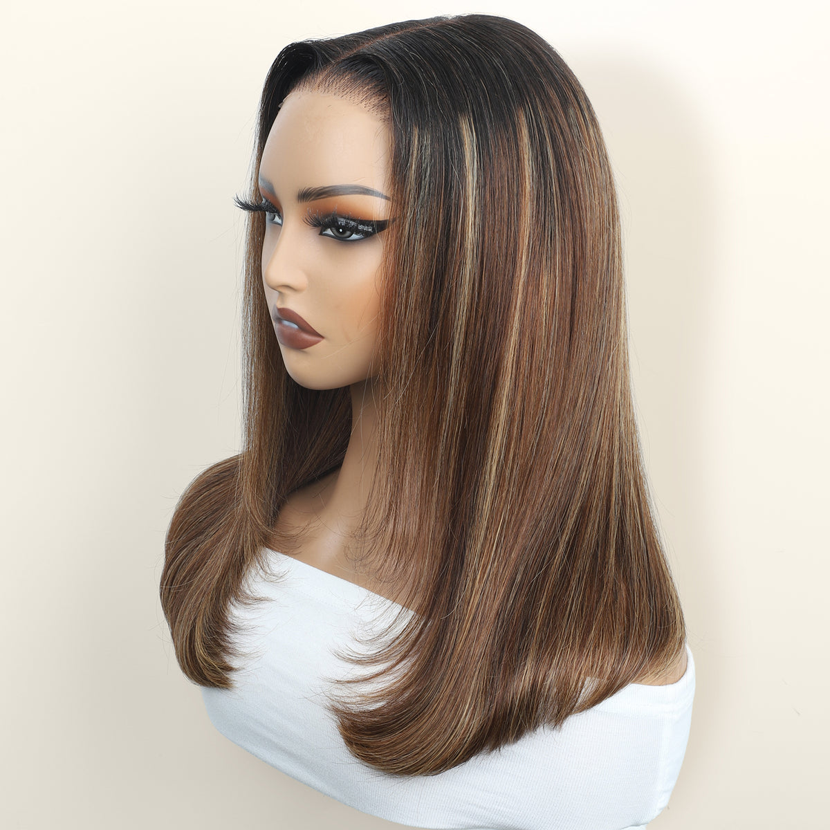 Ombre Highlight Colored Silky Straight Short Bob Glueless HD Lace Human Hair Wigs  for Beginners Friendly
