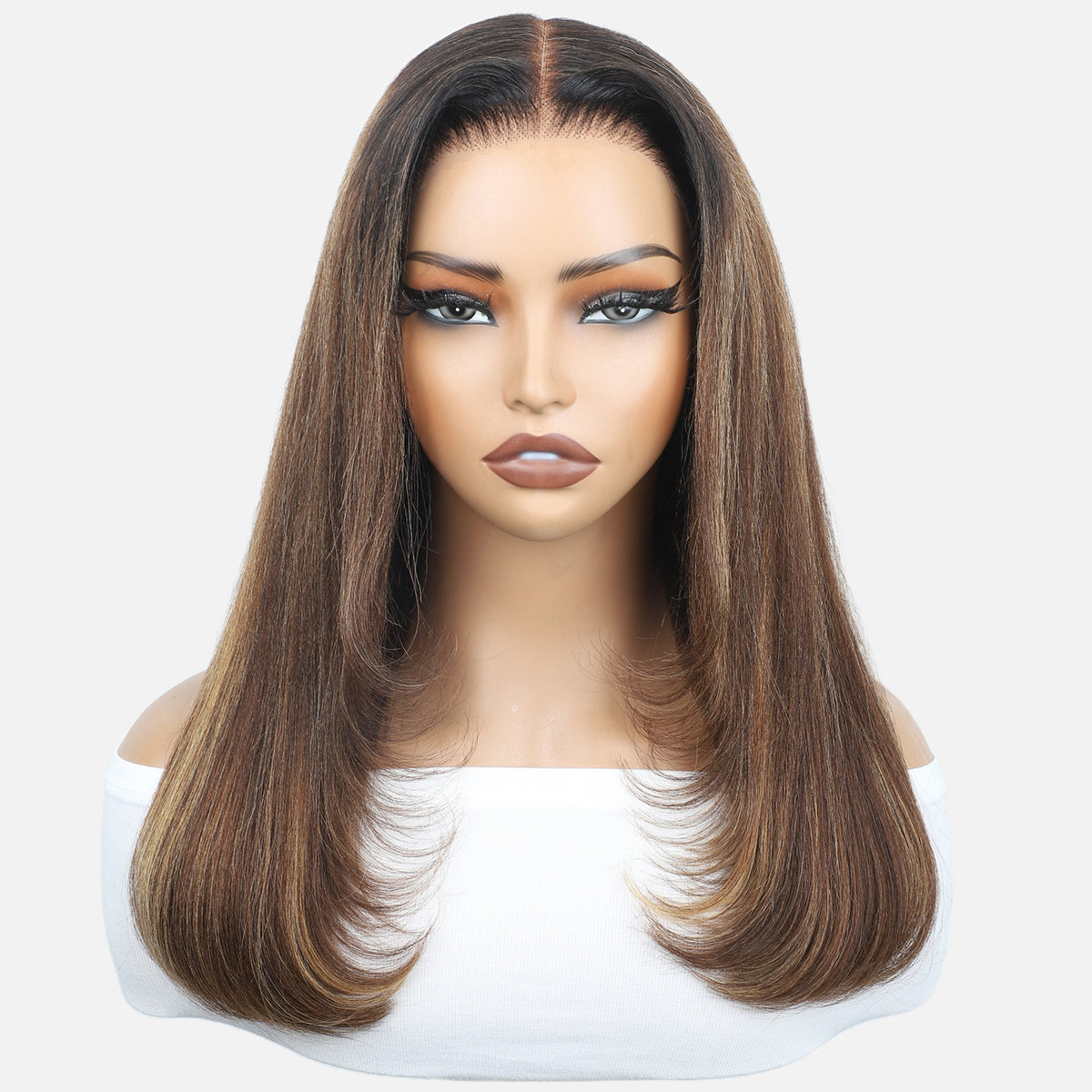 Ombre Highlight Colored Yaki Straight Short Bob Glueless HD Lace Human Hair Wigs  for Beginners Friendly