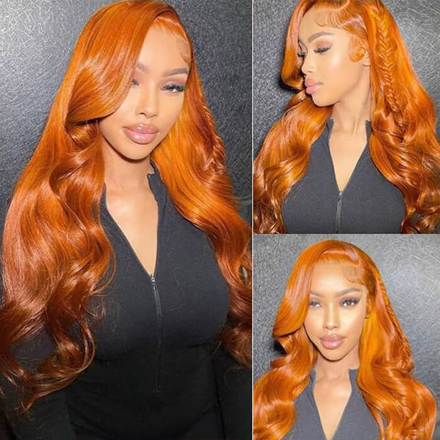 Orange Ginger  13X6 HD Lace Front Human Hair Wigs With Baby Hair Lace Wigs for Women