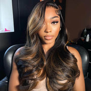 Body Wave 13x6 Transparent Lace Front Human Hair Wigs Pre Plucked Honey Blonde Highlight Wigs With Baby Hair