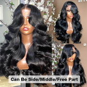 Curtain Bangs Wigs Body Wave 13x4/13x6 Glueless HD Lace Human Hair Wigs with Pre Bleached Knots