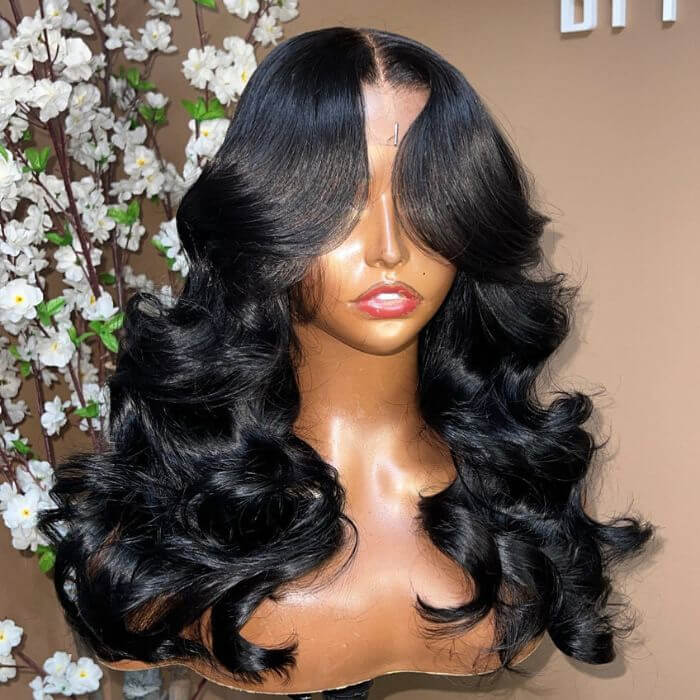 Face-Framing Curtain Bangs Body Wave Wig Glueless Ready Go 8x5 Pre-Bleached Tiny Knots Pre-Plucked HD Lace Wig