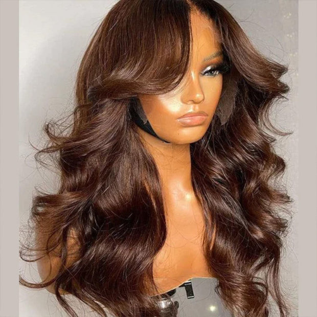 Face-Framing Curtain Bangs Pre-bleached Body Wave Glueless HD Lace Wig Ready To Go