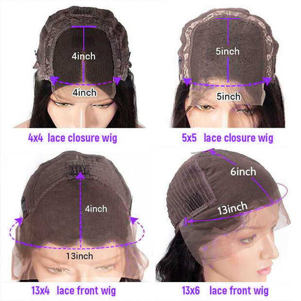 New Curtain Bangs Wigs Body Wave 13x4/4x4 Glueless HD Lace Human Hair Wigs