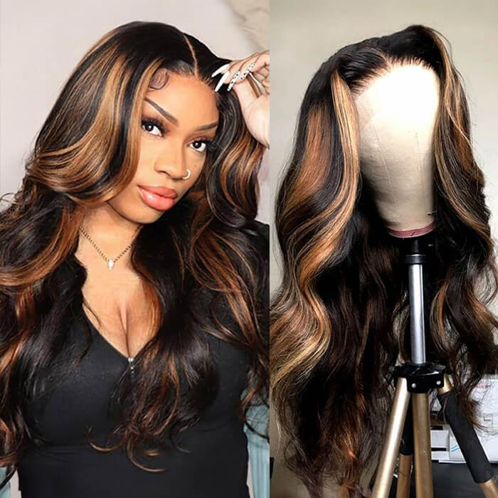 Balayage Highlight P1B/30 Body Wave 5x5 13x4 HD Undetectable Lace Front Wigs 100% Human Hair