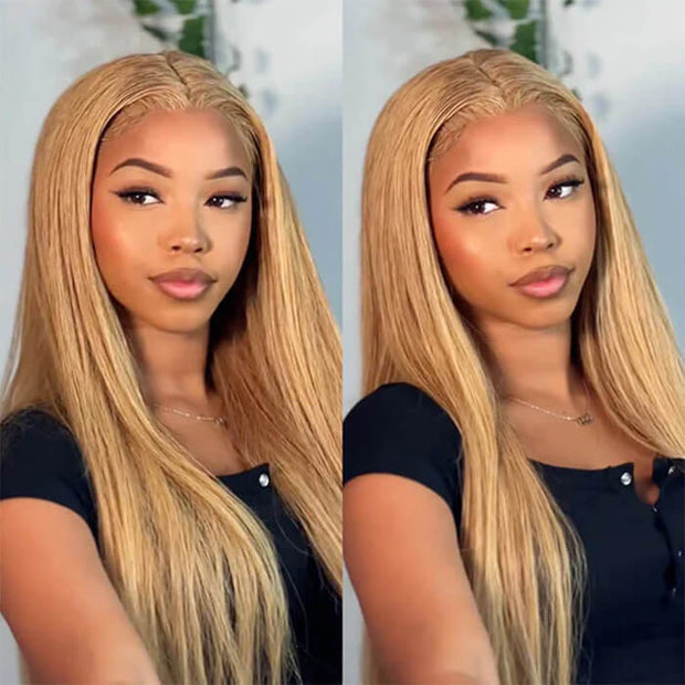 #27 Honey Blonde Straight/Body Wave Upgrade 8x5 Pre Cut HD Lace Wear & Go Glueless Human Hair Wigs