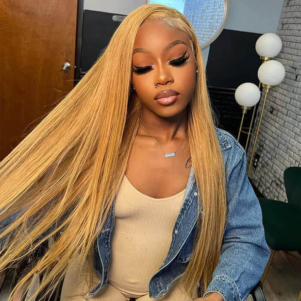 #27 Honey Blonde Straight/Body Wave Upgrade 8x5 Pre Cut HD Lace Wear & Go Glueless Human Hair Wigs