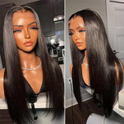 Hermosa Pre Bleached Knots Silky Straight Human Hair Wig Invisible HD Lace Front Wig
