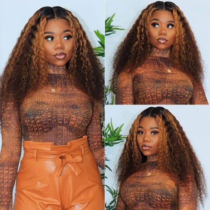 1B/30 Ombre Balayage Highlight Curly Human Hair Wigs  display picture 2