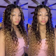 Ombre Highlights Water Wave Glueless 8x5 Closure HD Lace Wig Virgin Human Hair