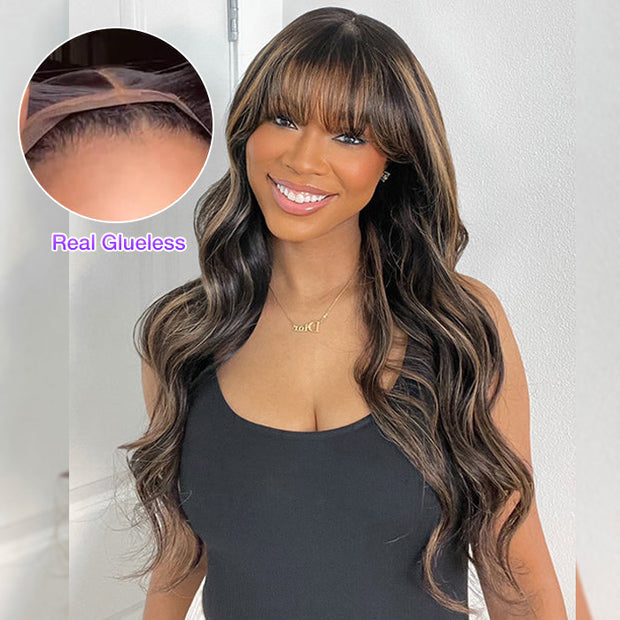 [2Wigs 220%] #1b/27 Highlight Body Wave + Deep Wave Pre-Everything Ready Go Glueless Wig
