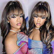 2Wigs = $189 | Highlight Body Wave Wig With Bangs + Glueless Water Wave Wig #33 Reddish Brown Color