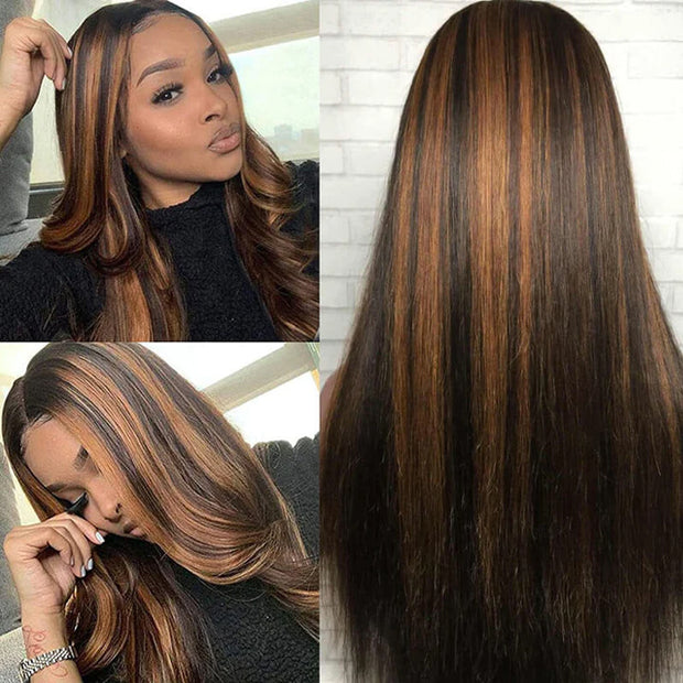 Glueless Wear & Go Wig Upgrade 8*5 Pre Cut HD Lace Closure Wigs #P1B/30 Balayage Highlight Color