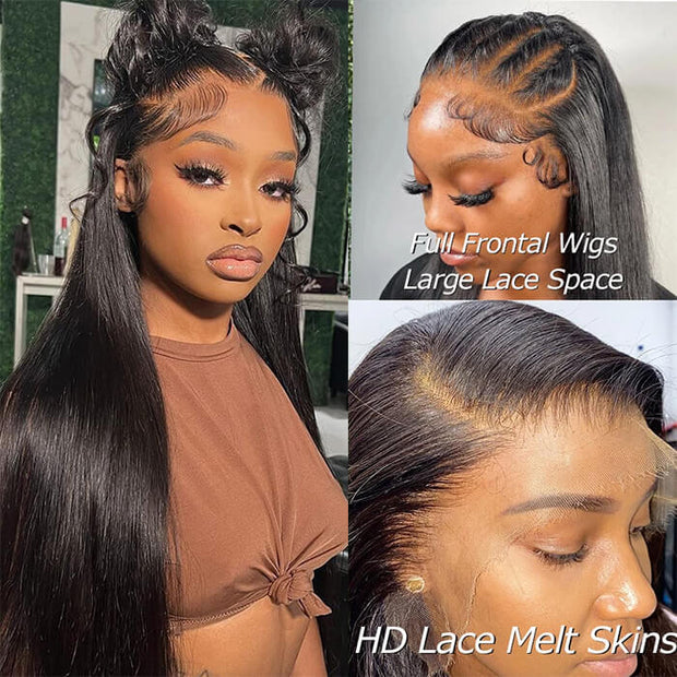 SKINLIKE HD Lace Frontal Wig 13x6 Ultra-Fitted Full Frontal Straight Human Hair Wigs With Pre Bleached Small Knots
