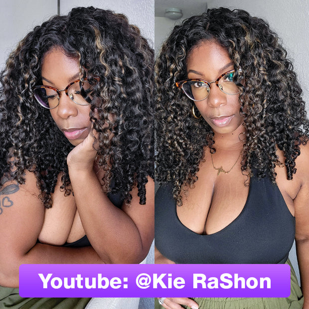 Blonde Highlight Wigs Curly Human Hair Frontal Wig 13x4 Undetectable Lace Front Wigs