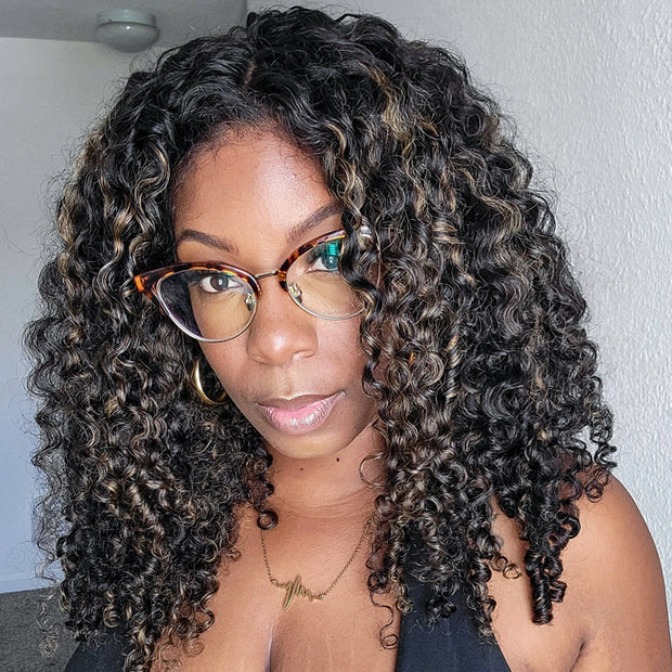 Blonde Highlight Wigs Curly Human Hair Frontal Wig 13x4 Undetectable Lace Front Wigs