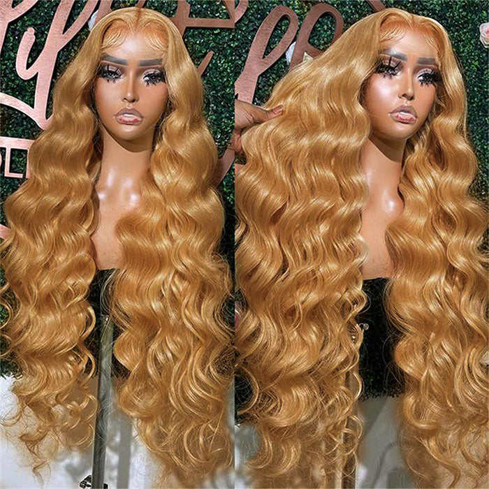 Blonde Beauty Full Wig #24/27 Colored Wigs #27 Honey Blonde Wigs Human Hair Lace Front  main image 3