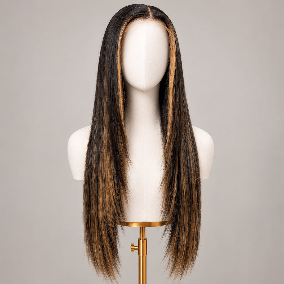 Layered Straight Human Hair Wigs with Highlight Pre-Cut Lace Glueless Drawstring Wig for Beginners