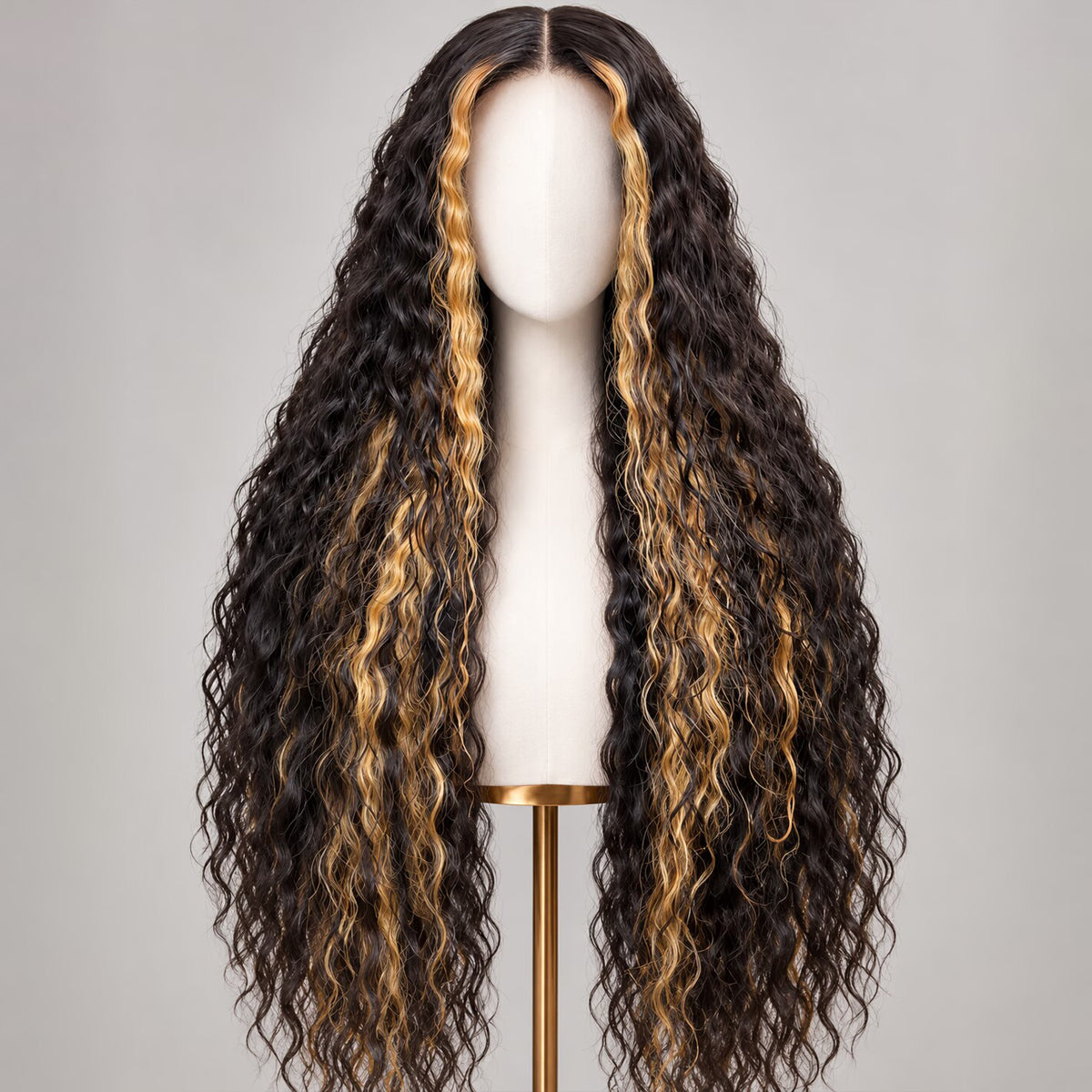 Wet and Wavy Water Wave Human Hair Wigs With Peekaboo Highlights Glueless Lace Front Wig with Pre Plucked Hairline