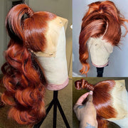 Reddish Brown Human Hair Body Wave Wigs 13X4 HD Lace Front Wigs Pre-Plucked Hairline