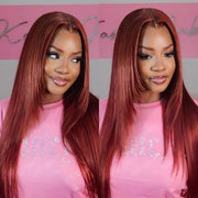 #33 Reddish Brown Layered Cut Straight Wigs 13x4/5x5 HD Lace Frontal Human Hair Wigs