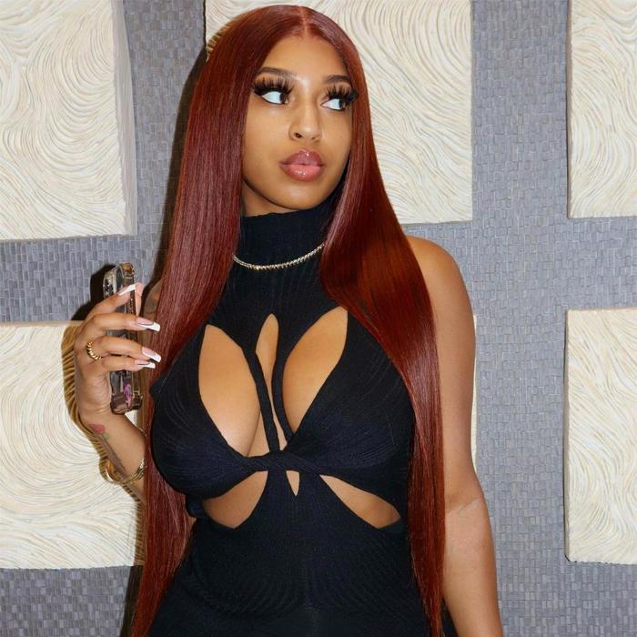 Reddish Brown Wig Straight Human Hair Pre Plucked Hairline 5x5 13x4 13x6 HD Transparent Lace Frontal Wigs