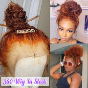Ginger Orange Colored 360 Lace Frontal Wigs Glueless HD Lace Human Hair Wigs