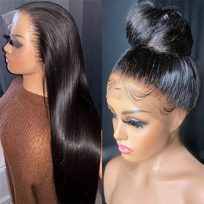 360 HD Lace Wig Wear Go Pre-Bleached Straight Human Hair Glueless Wigs Pre-Plucked Lace Front Wig
