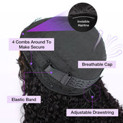 3 IN 1 Half Wig Kinky Curly Style Flip Over Quick Weave Glueless Install 100% Natural Hairline 220% Density