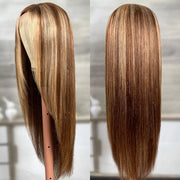 Hermosa Layered Cut 4/27 Highlight 13x4 Transparent Lace Wigs Straight Human Hair Wigs