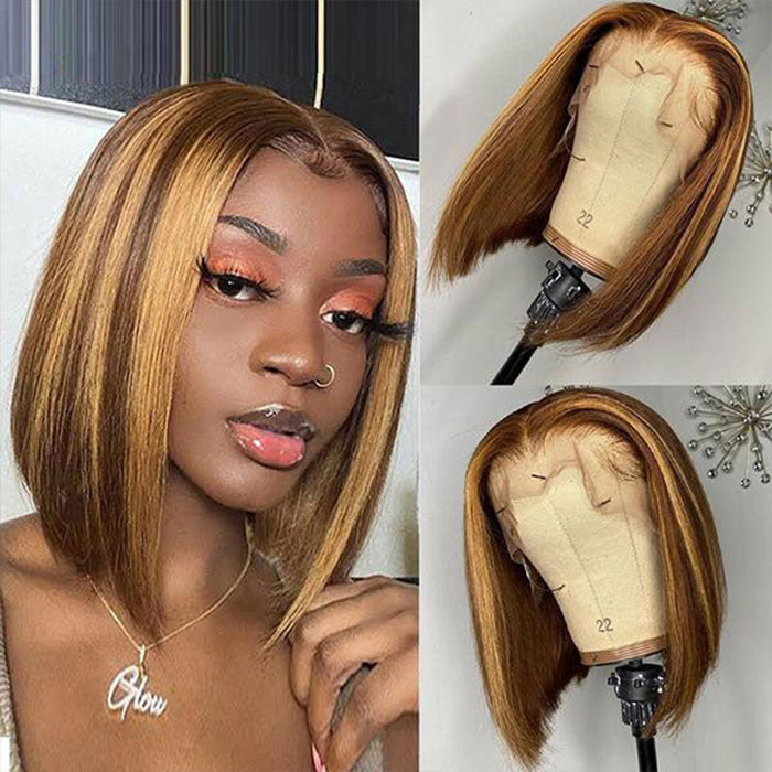 4/27 highlight bob lace front wig