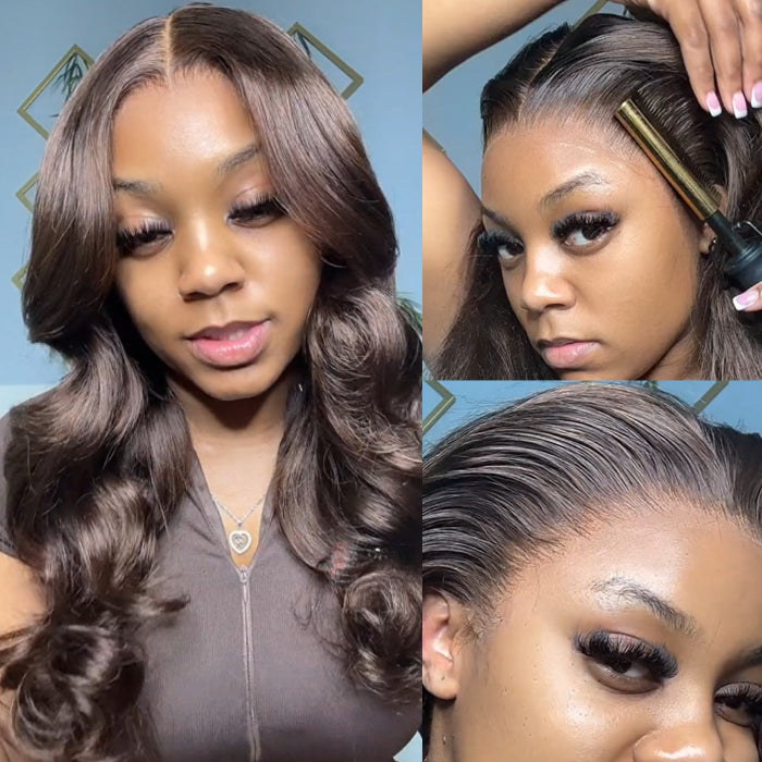 4 chocolate brown 13x4 lace wigs with pre plucked hairline