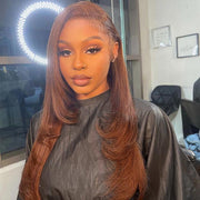 #4 chocolate layered cut lace wig